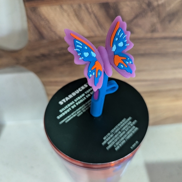 NWT Starbucks iridescent butterfly cup with silicone straw topper - Picture 4 of 5